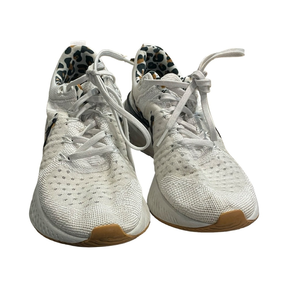 Nike React Infinity Run Flyknit 3 Womens 7 White Leopard Print DJ5932-001 comfy - Picture 3 of 7